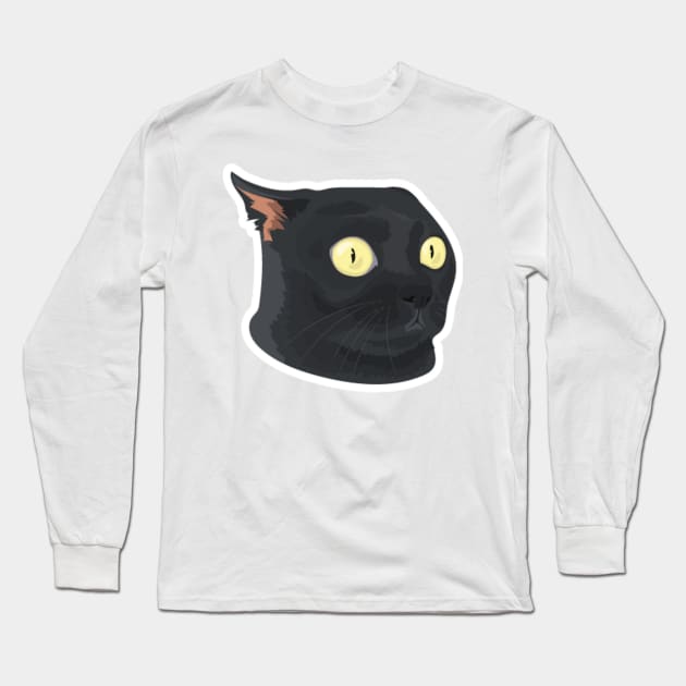 Black cat surprised Long Sleeve T-Shirt by DesignArtsShop